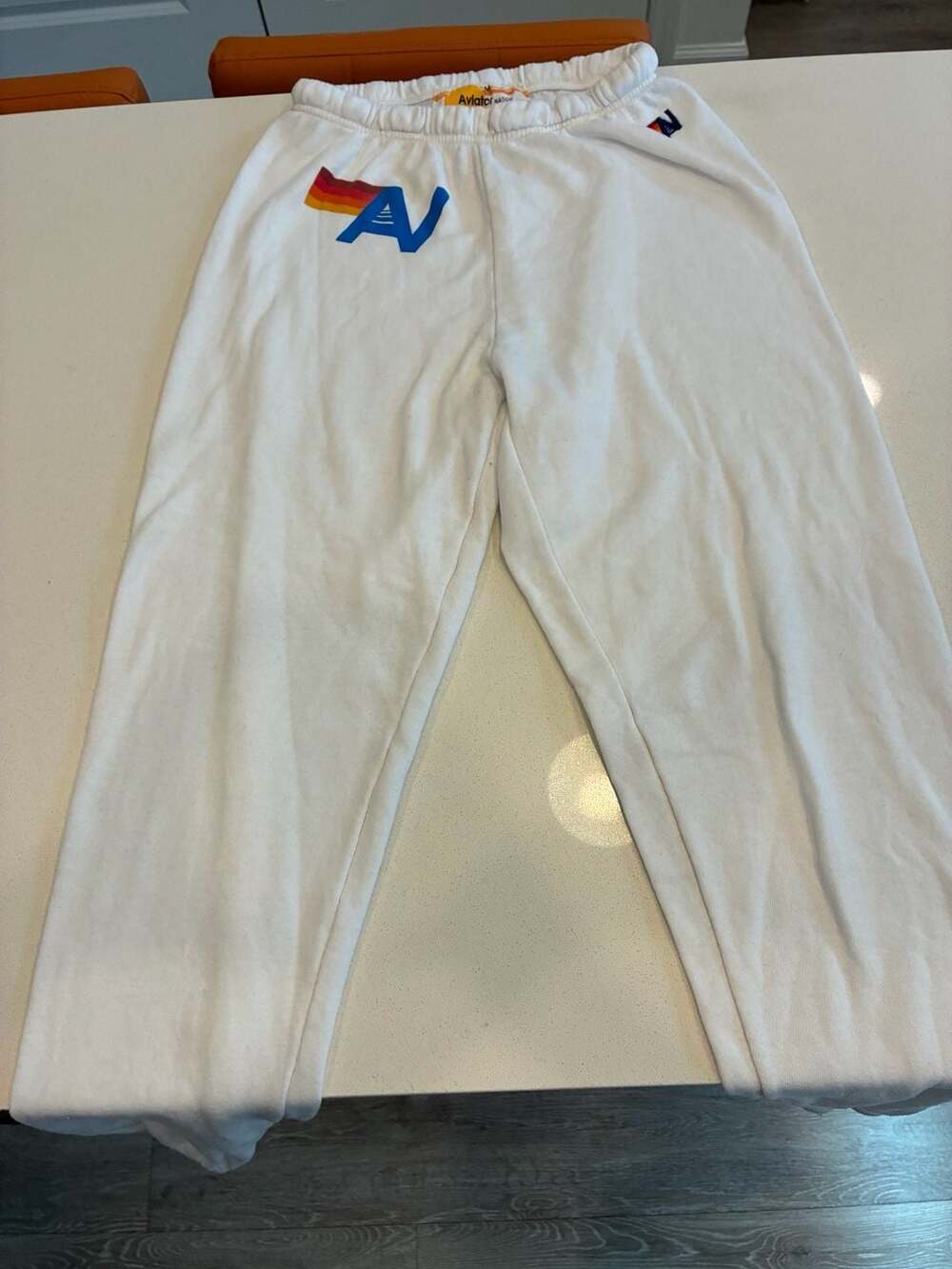 Aviator Nation Logo Stitch Sweatpants Size M White